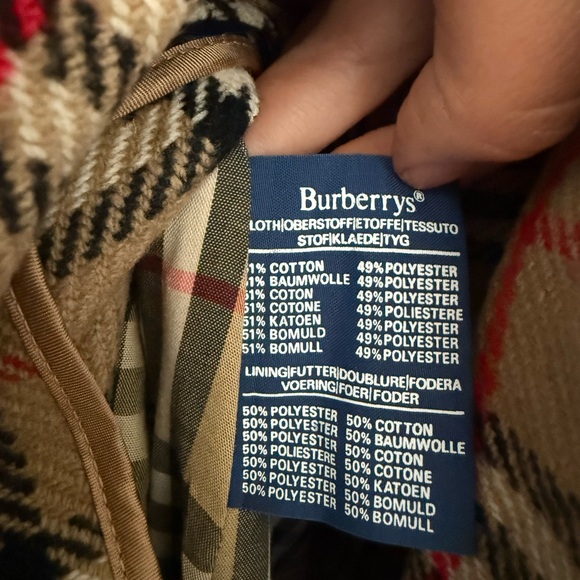 Vintage Burberry Burberrys Trench Coat Tan Plaid Lined Belted 46 Long Classic - Picture 8 of 16